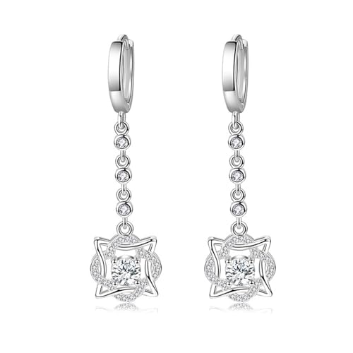 Ohrringe Hängend Vintage, Zirkonia Ohrringe Hängend Versilbert Spitzer Stern 47X13mm für Damen Muttertag Schmuck Ohrringe Hängend Vintage, Zirkonia Ohrringe Hängend Versilbert Spitzer Stern 47X13mm für Damen Muttertag Schmuck von Wycian