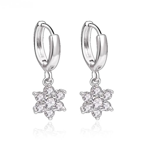 Ohrringe Hängend Vintage, Zirkonia Ohrringe Hängend Weißgold Versilbert Schneeflockenmuster 23.5X8mm für Damen Geburtstag Schmuck Ohrringe Hängend Vintage, Zirkonia Ohrringe Hängend Weißgold Versilbert Schneeflockenmuster 23.5X8mm für Damen Geburtstag Schmuck von Wycian