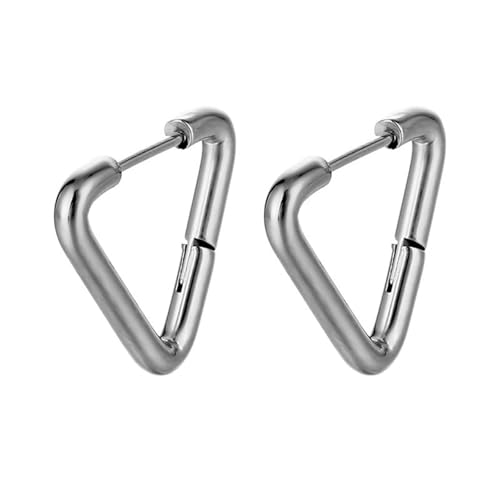 Ohrringe Herren, Creolen Edelstahl Damen Silber Dreieckförmig 19.6mm für Männer Engagement Schmuck von Wycian
