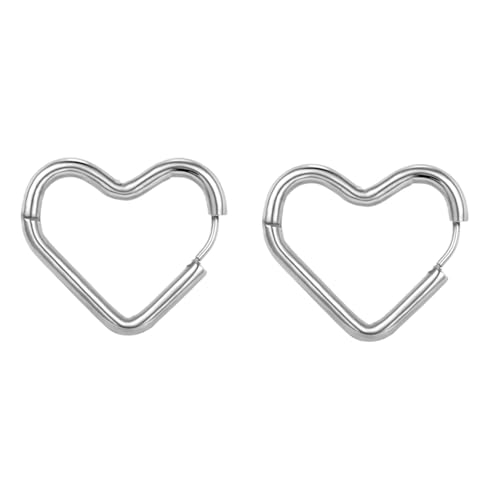 Ohrringe Herren, Creolen Edelstahl Silber Herzform 20X2.5mm für Männer Neujahr Schmuck von Wycian
