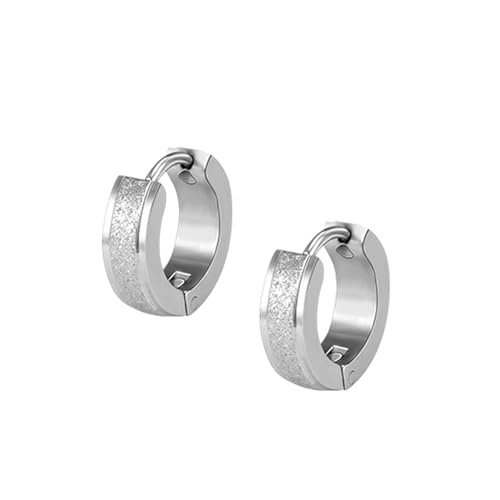 Ohrringe Herren, Creolen Edelstahl Silber Klein 9X4mm für Männer Muttertag Schmuck von Wycian