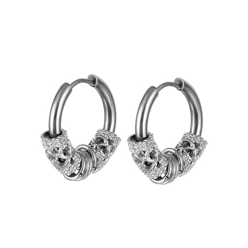 Ohrringe Herren, Creolen Edelstahl Silber mit Kreis für Damen Engagement Schmuck von Wycian