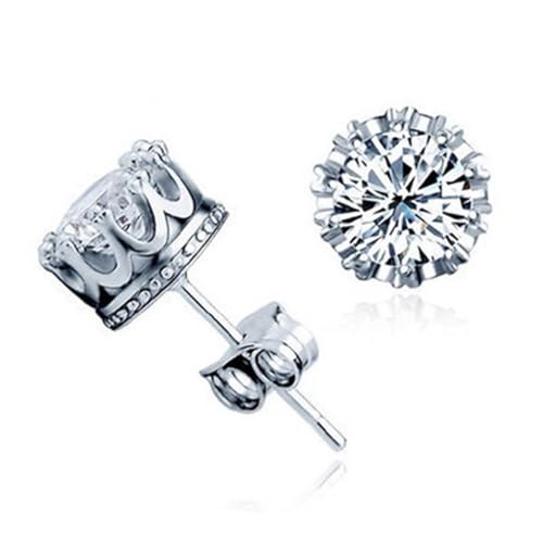 Ohrringe Herren, Ohrringe Silber Vintage Versilbert Zirkonia Kronenform für Männer Valentinstag Schmuck Ohrringe Herren, Ohrringe Silber Vintage Versilbert Zirkonia Kronenform für Männer Valentinstag Schmuck von Wycian