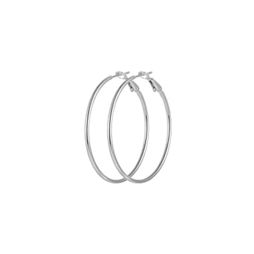 Ohrringe Hochzeit, Creolen Edelstahl Damen Silber 60mm Kreis 60mm für Geburtstag Schmuck von Wycian