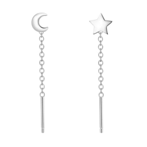 Ohrringe Hochzeit, Ohrringe Silber Frauen 999 Sterlingsilber Stern und Mond für Damen Neujahr Schmuck von Wycian