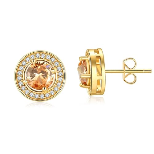 Ohrringe Männer, Ohrstecker Vergoldet Sekt Zirkonia Ewigkeitsrunde 11X18mm für Muttertag Schmuck Ohrringe Männer, Ohrstecker Vergoldet Sekt Zirkonia Ewigkeitsrunde 11X18mm für Muttertag Schmuck von Wycian