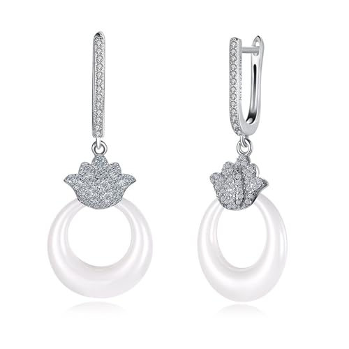 Ohrringe Set, Ohrringe Hängend 925 Zirkonia Seerose mit Cz 42X18mm für Damen Jubiläum Schmuck von Wycian