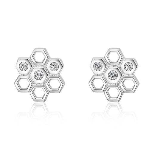 Ohrringe Stecker, Ohrringe Damen Set Silber Versilbert Zirkonia Geometrischer Hohlraum 8.3mm für Valentinstag Schmuck von Wycian