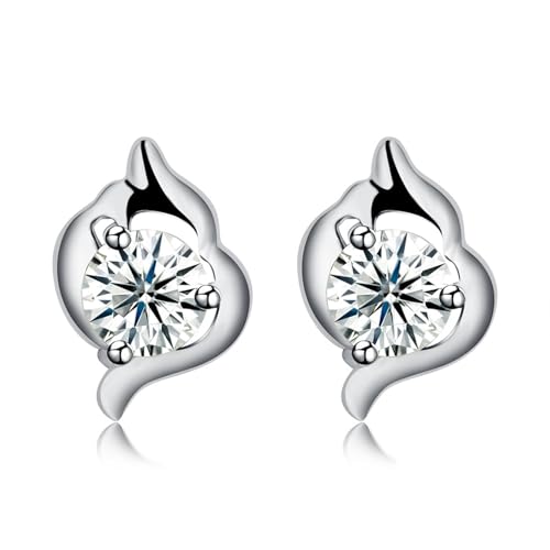 Ohrringe Stecker, Ohrstecker 925 Zirkonia Runden 10X7mm für Damen Valentinstag Schmuck von Wycian