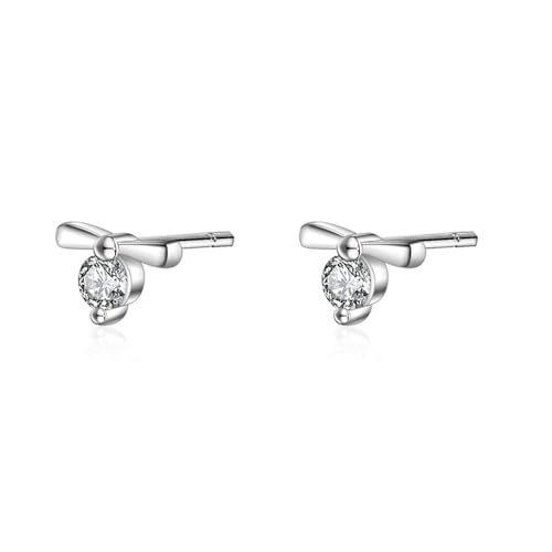 Ohrringe Stecker, Silber Ohrringe Piercing Versilbert Zirkonia Fliege für Damen Vatertag Schmuck von Wycian