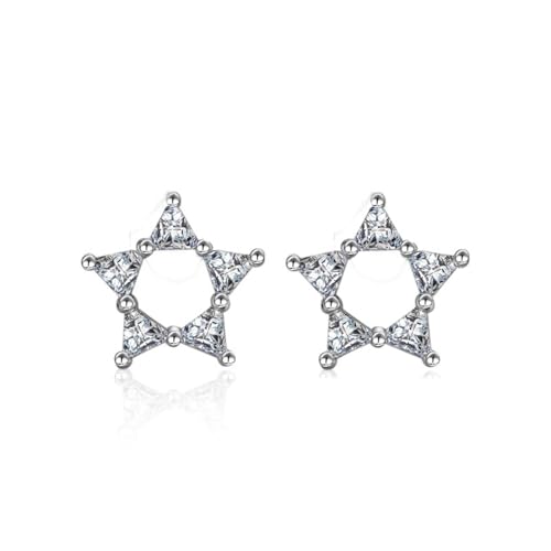 Ohrstecker, Ohrringe Silber Hochzeit Versilbert Zirkonia Stern 11.5X11.5mm für Damen Engagement Schmuck von Wycian