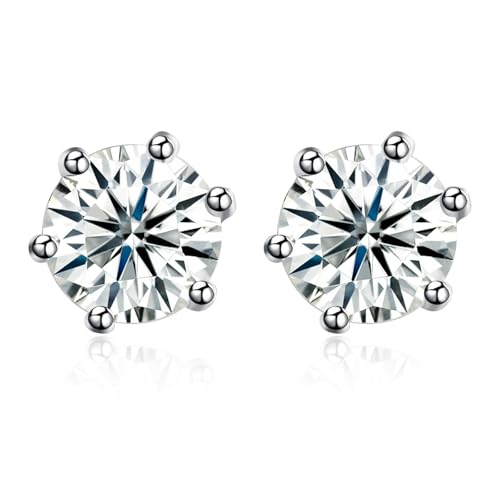 Ohrstecker, Ohrstecker 925 Silber Zirkonia Runden 6X6mm für Damen Hochzeit Schmuck von Wycian