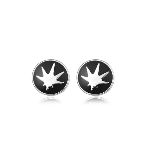 Ohrstecker, Schwarze Ohrstecker Damen Versilbert Ahornblatt 8X8mm für Geburtstag Schmuck Ohrstecker, Schwarze Ohrstecker Damen Versilbert Ahornblatt 8X8mm für Geburtstag Schmuck von Wycian