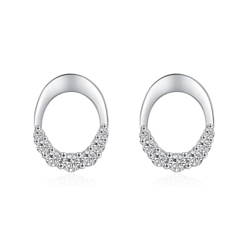 Ohrstecker, Silber Ohrringe Damen 925 Stecker Oval mit Zirkonia 11.4X8.8mm für Muttertag Schmuck von Wycian