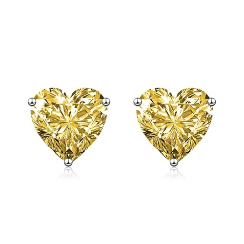 Ohrstecker, Silberne Ohrstecker 925 Damen Gelb Zirkonia Herz 11X11mm für Neujahr Schmuck Ohrstecker, Silberne Ohrstecker 925 Damen Gelb Zirkonia Herz 11X11mm für Neujahr Schmuck von Wycian
