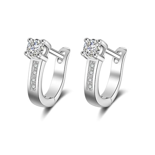 Ohrstecker Damen, Ohrringe Damen Weiß Versilbert Zirkonia U-Förmig 13.5X10.5mm für Abschluss Schmuck von Wycian