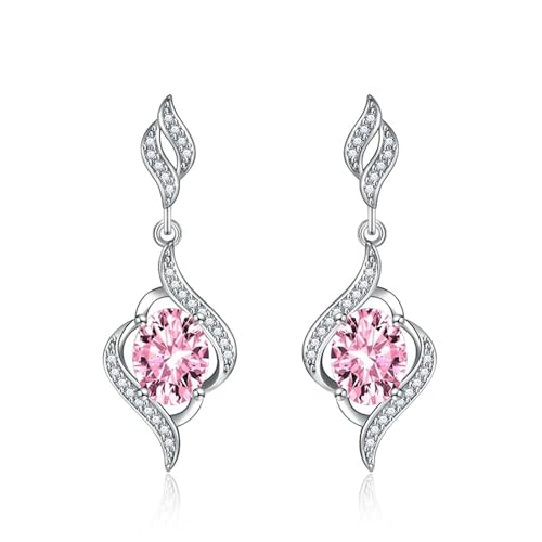 Ohrstecker Damen, Zirkonia Ohrringe Set Rosa Solitärring mit Bandwicklung 35.5X12.9mm für Abschlussball Schmuck von Wycian