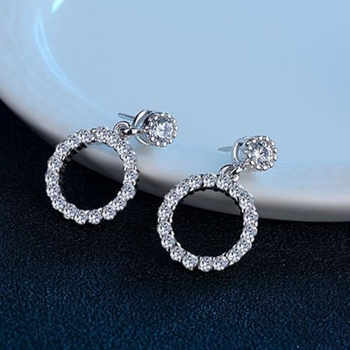 Ohrstecker Klein, Ohrringe Silber Hochzeit Versilbert Zirkonia Runden 13X20mm für Damen Valentinstag Schmuck von Wycian