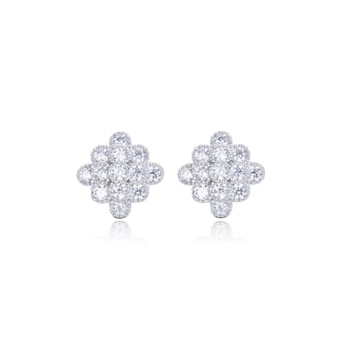 Ohrstecker Klein, Ohrstecker 925 Silber Zirkonia Viereckige Blumen 10.2X10.2mm für Damen Vatertag Schmuck von Wycian