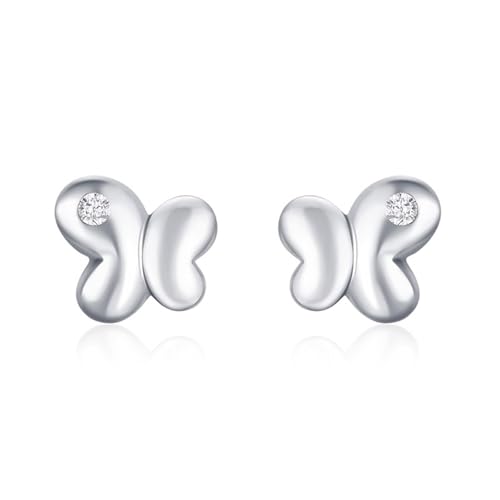 Ohrstecker Klein, Ohrstecker Silber 925 Zirkonia Süßer Schmetterling 8X7mm für Damen Jubiläum Schmuck von Wycian
