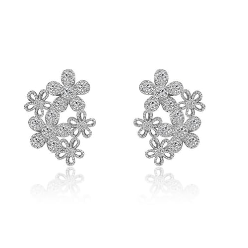 Ohrstecker Klein, Silber Ohrringe Set Versilbert Blütenform mit Zirkonia 10.8X14.8mm für Damen Neujahr Schmuck von Wycian