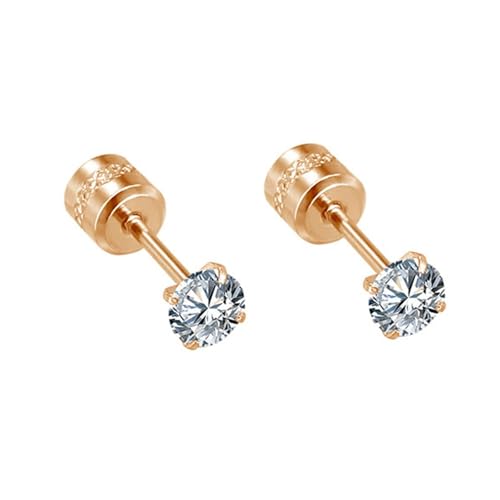 Ohrstecker Männer, Ohrstecker Rosegold Damen Edelstahl 6 mm Rund mit Zirkonia 6mm für Neujahr Schmuck von Wycian