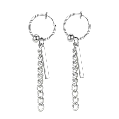 Ohrstecker Männer, Silber Ohrringe Creolen Klein Edelstahl mit Stabquastenkette für Abschlussball Schmuck Ohrstecker Männer, Silber Ohrringe Creolen Klein Edelstahl mit Stabquastenkette für Abschlussball Schmuck von Wycian