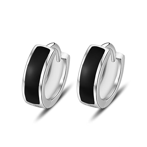 Ohrstecker Mann, Creolen Schwarz Versilbert Klobig 9X3.2mm für Männer Abschluss Schmuck von Wycian