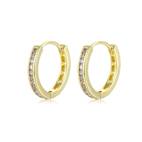 Ohrstecker Mann, Kleine Creolen Gold Schlichte O-Form mit Zirkonia Besetzt für Männer Neujahr Schmuck von Wycian