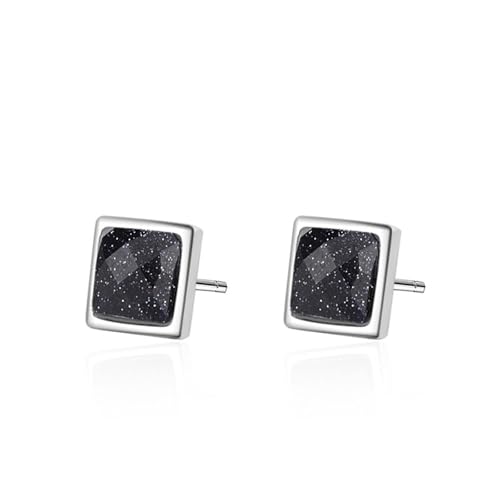 Ohrstecker Mann, Schwarze Ohrstecker Damen Versilbert Quadrat 8X8mm für Männer Jubiläum Schmuck Ohrstecker Mann, Schwarze Ohrstecker Damen Versilbert Quadrat 8X8mm für Männer Jubiläum Schmuck von Wycian