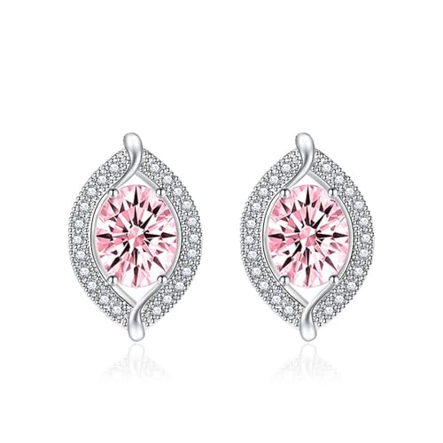 Ohrstecker Piercing, Damen Ohrringe Silber 925 Rosa Zirkonia Träne 16.9X11.2mm für Muttertag Schmuck von Wycian