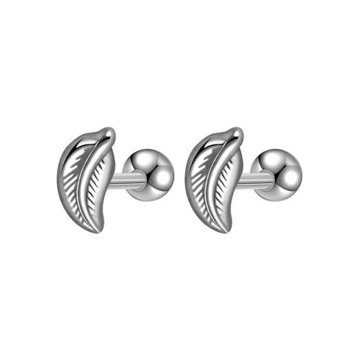 Ohrstecker Piercing, Edelstahl Ohrstecker Silber Blattform für Damen Neujahr Schmuck von Wycian