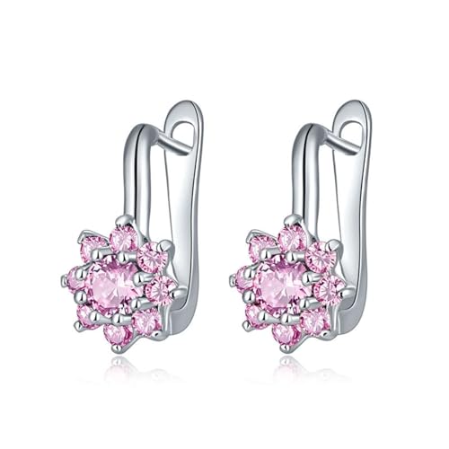 Ohrstecker Piercing, Ohrringe Blume Rosa Floraler Aaa-Zirkon 8X16mm für Damen Hochzeit Schmuck von Wycian