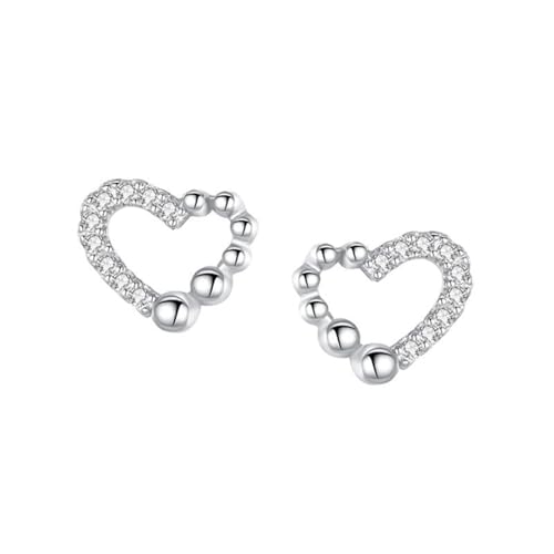 Ohrstecker Piercing, Ohrringe Silber 925 Stecker Zirkonia Hohles Herz 9X8mm für Damen Valentinstag Schmuck von Wycian