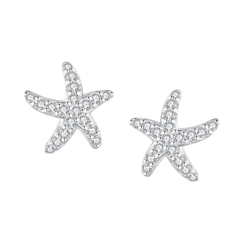 Ohrstecker Piercing, Ohrringe Silber 925 Stecker Zirkonia Seestern 10X10mm für Damen Jubiläum Schmuck von Wycian