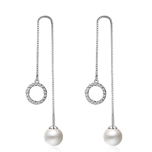 Ohrstecker Piercing, Ohrringe Silber Frauen Versilbert Zirkonia Quastenperlenanhänger 14.5X13mm für Damen Muttertag Schmuck von Wycian
