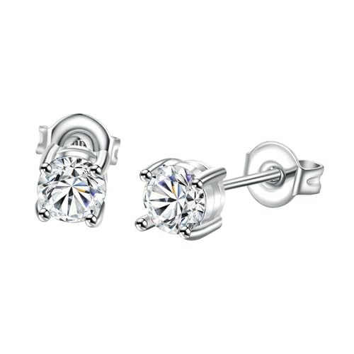 Ohrstecker Piercing, Ohrringe Silber Set Versilbert Zirkonia Kreis 4.5mm für Damen Abschlussball Schmuck von Wycian