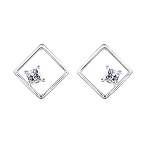 Ohrstecker Piercing, Ohrstecker 925 Ausgehöhlter Quadratischer Zirkonia 11X11mm für Damen Jubiläum Schmuck von Wycian