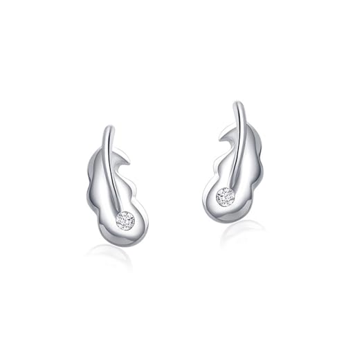 Ohrstecker Piercing, Ohrstecker 925 Silber Zirkonia Blattform 4.2X10mm für Damen Jubiläum Schmuck von Wycian