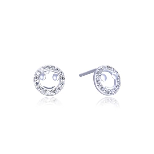 Ohrstecker Piercing, Ohrstecker 925 Silber Zirkonia Smiley 7.7X7.7mm für Damen Hochzeit Schmuck von Wycian