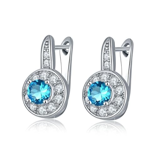 Ohrstecker Piercing, Ohrstecker Blau Himmelblau Legierung Zirkon In Runder Form 10X16mm für Damen Jubiläum Schmuck von Wycian