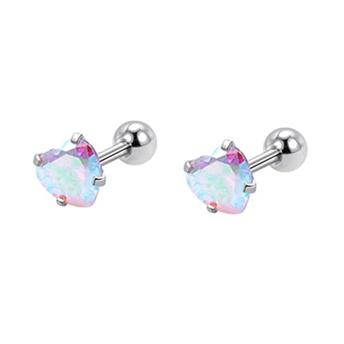 Ohrstecker Piercing, Ohrstecker Edelstahl Damen Silber 5 mm Herzförmig 5mm für Geburtstag Schmuck von Wycian
