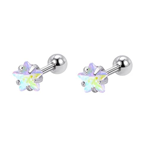 Ohrstecker Piercing, Ohrstecker Edelstahl Damen Silber 7 mm Sternförmig 7mm für Engagement Schmuck von Wycian