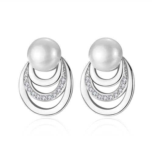 Ohrstecker Piercing, Ohrstecker Perle Versilbert Perle 19X13mm für Damen Geburtstag Schmuck von Wycian