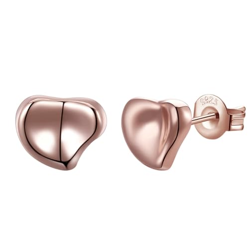 Ohrstecker Piercing, Ohrstecker Rosegold Damen S925 Sterling Silber Herzförmige Ohrringe 7X8mm für Abschluss Schmuck von Wycian