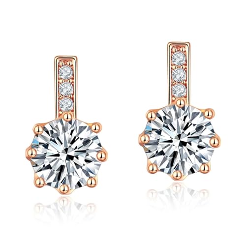 Ohrstecker Piercing, Ohrstecker Rosegold Versilbert Zirkon In Runder Form für Damen Neujahr Schmuck von Wycian