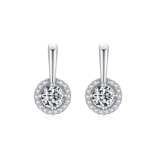Ohrstecker Piercing, Ohrstecker Silber 925 Damen Zirkonia Runde Blume 7.6X14.6mm für Hochzeit Schmuck von Wycian