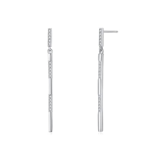 Ohrstecker Piercing, Ohrstecker Silber Damen Klein S925 Sterling Ohrhaken mit Mehreren Zirkonia 40X15mm für Geburtstag Schmuck von Wycian