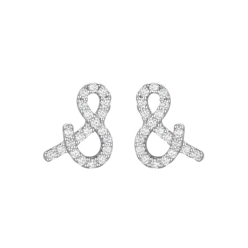 Ohrstecker Piercing, Silber Ohrringe Damen 925 Stecker Zirkonia "&" Form 7.2X8.9mm für Abschlussball Schmuck von Wycian