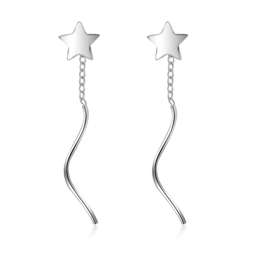Ohrstecker Piercing, Silber Ohrringe Elegant Versilbert Welle 35mm für Damen Jubiläum Schmuck von Wycian